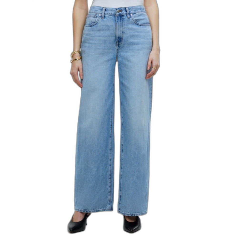 Madewell Women's Blue Light Wash Denim High Rise Super Wide Leg Jeans Size 27